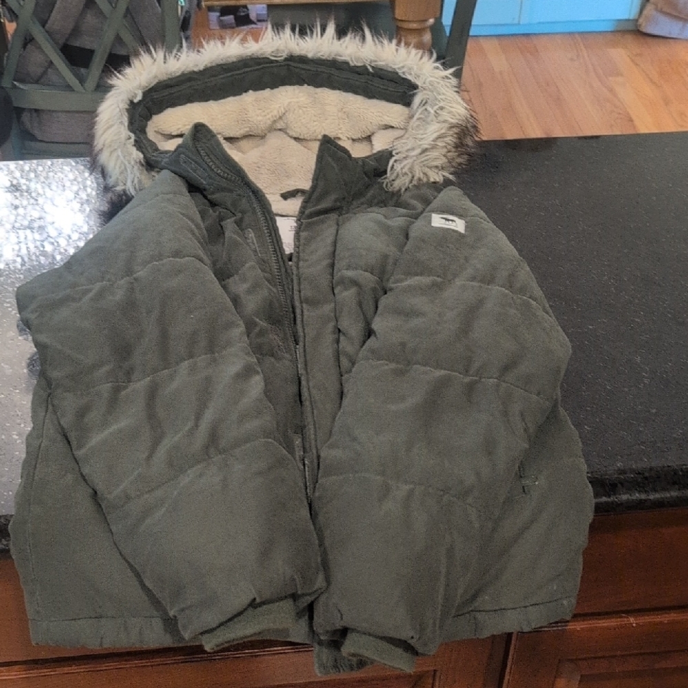 Abercrombie Kids Olive Hooded Puffer Jacket